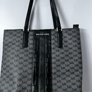 Michael Kors Black and Gray Signature Tote
